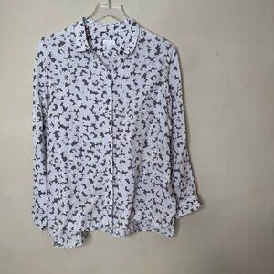 J.Jill Essential Linen Shirt ~ Granite Daisy Shadow size medium petite